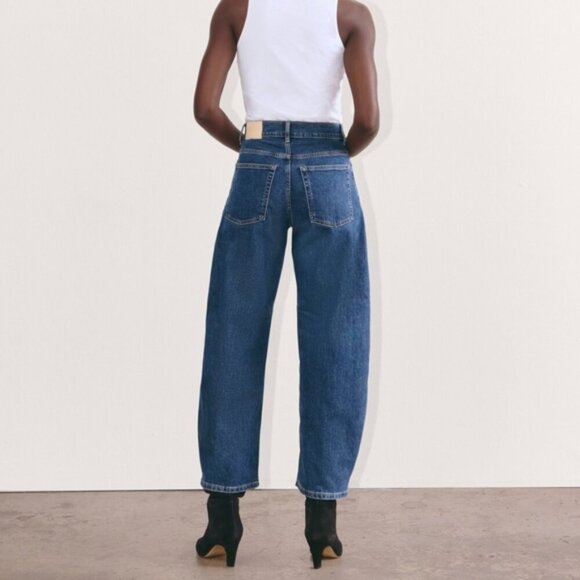 NWT EVERLANE The Way High Jeans Long Wide Leg Indigo Dark Blue 27 Long L - Picture 5 of 11